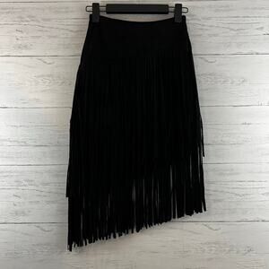 Do + Be Black Fringe Western Skirt Size S